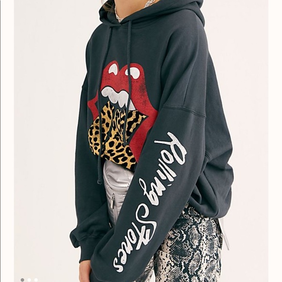 Free People Tops - Rolling Stones Tongue Hoodie black free people